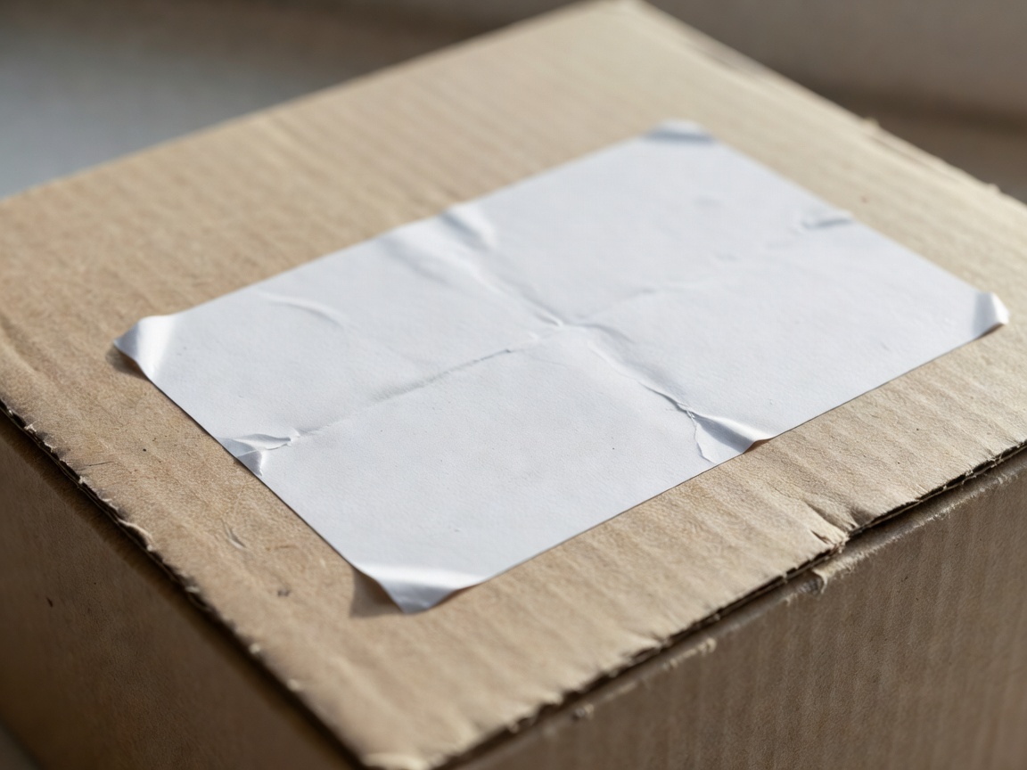Close-up of a delivery box label